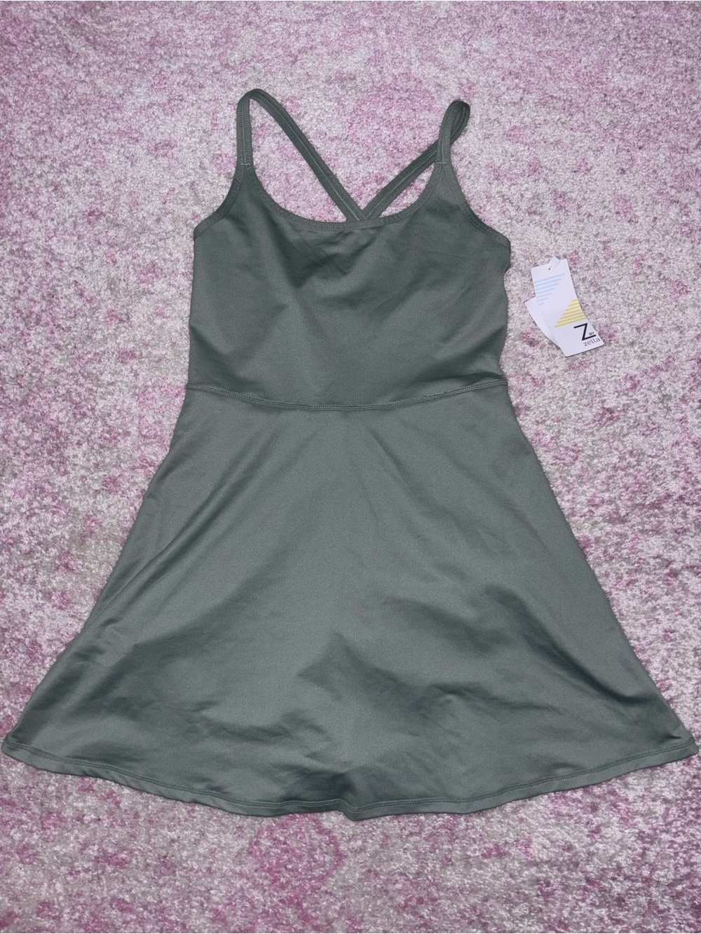 Zella Olive Strappy A-Line Mini Dress